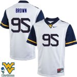 Men's West Virginia Mountaineers NCAA #95 Christian Brown White Authentic Nike Stitched College Football Jersey KO15U14EA